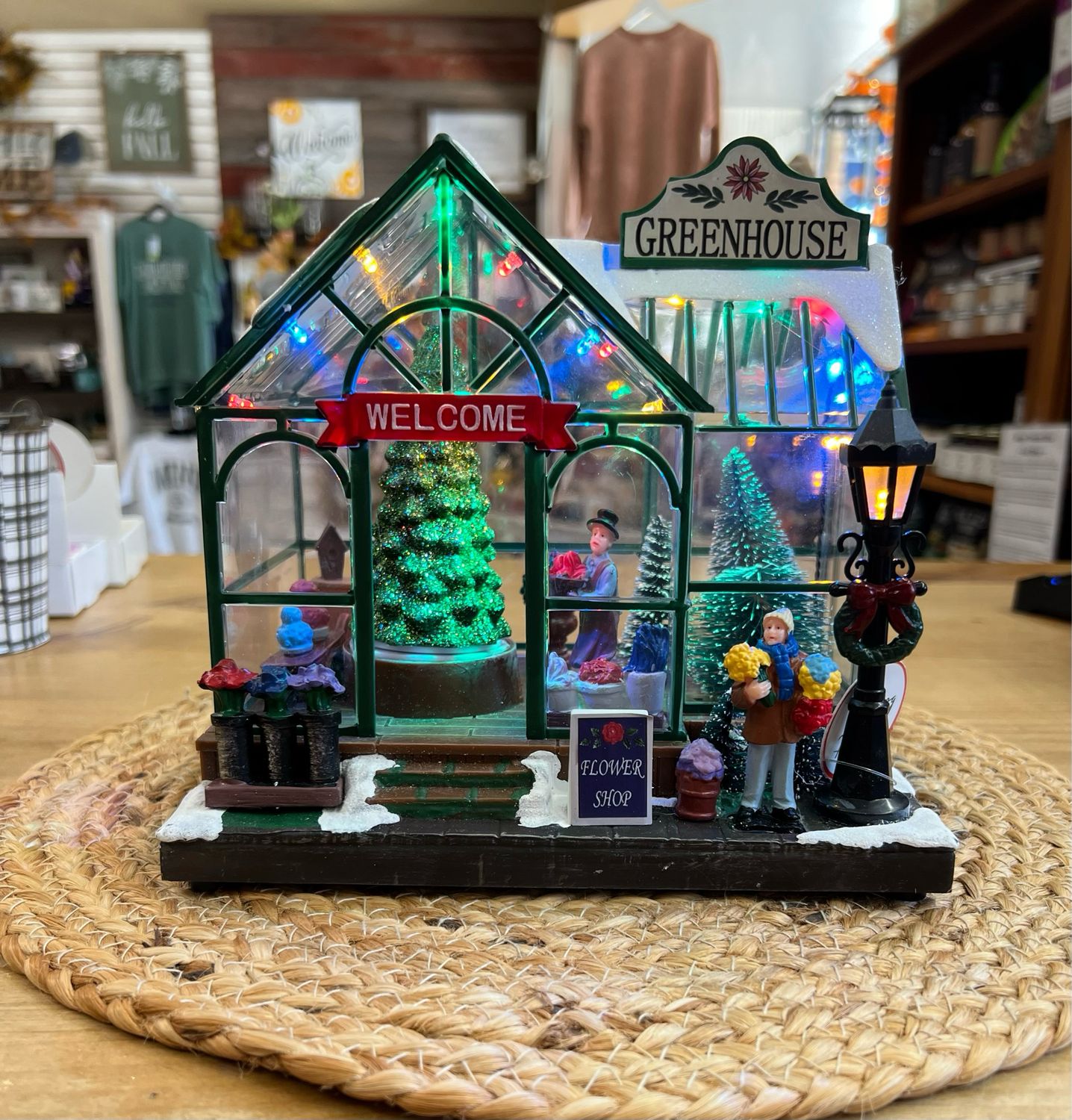 8" LED Christmas Greenhouse w/Rotating Tree Lantern 8" LED Christmas Greenhouse w/Rotating Tree Lantern