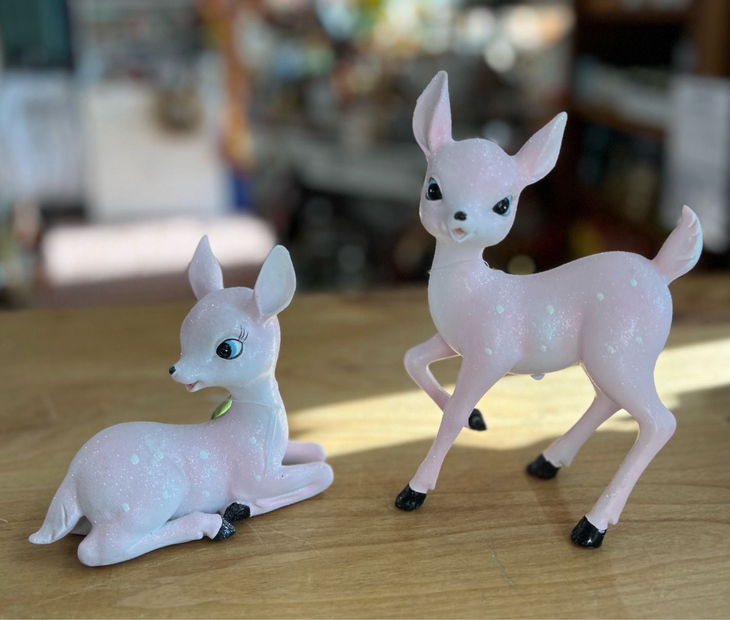 8.25&quot; Pink Retro Deer Figures