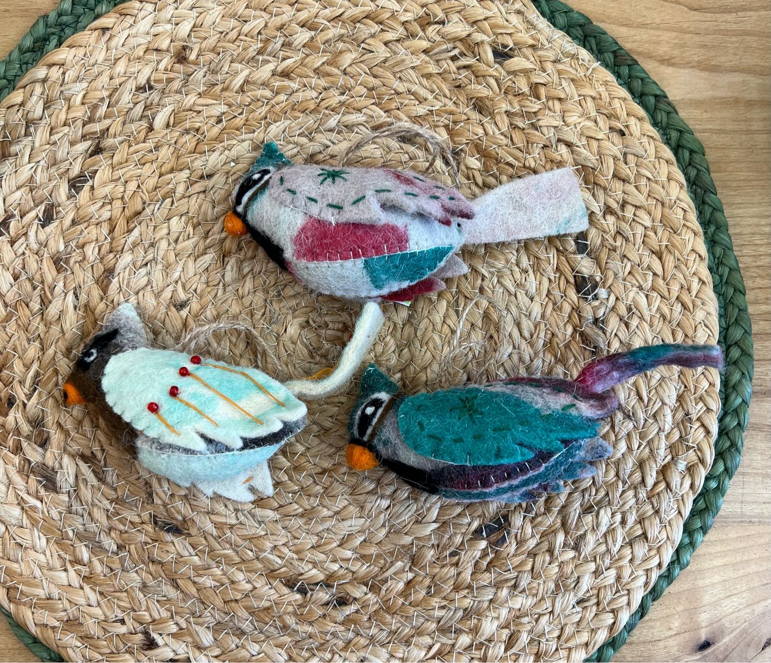 Felted Tie Dyed Bird Ornaments