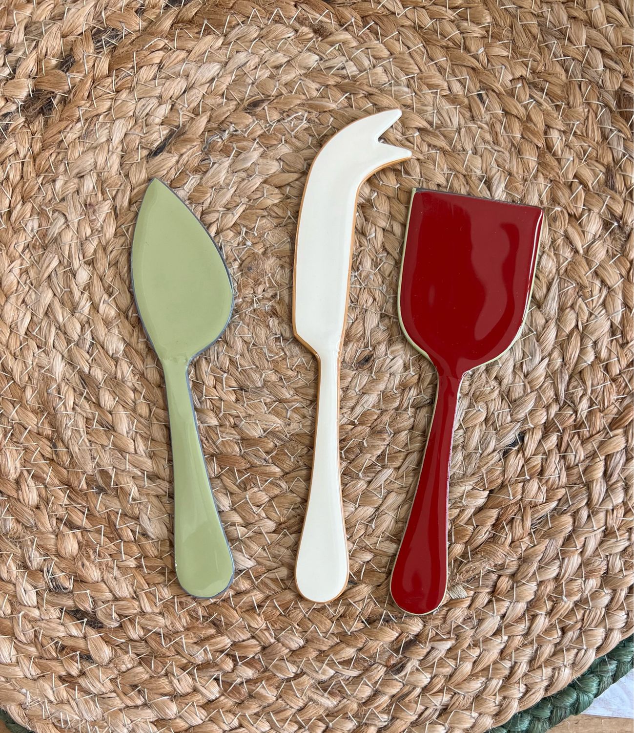 Holiday Enameled Cheese Servers Set/3