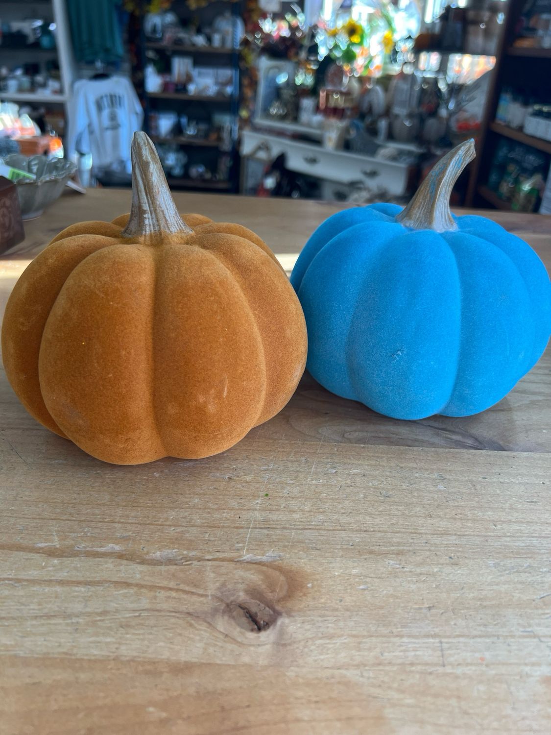 Flocked Pumpkin Figurine