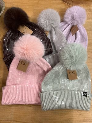 CC Cuff Sequined Pom Hat