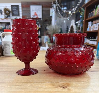 Red Hobnail Glass