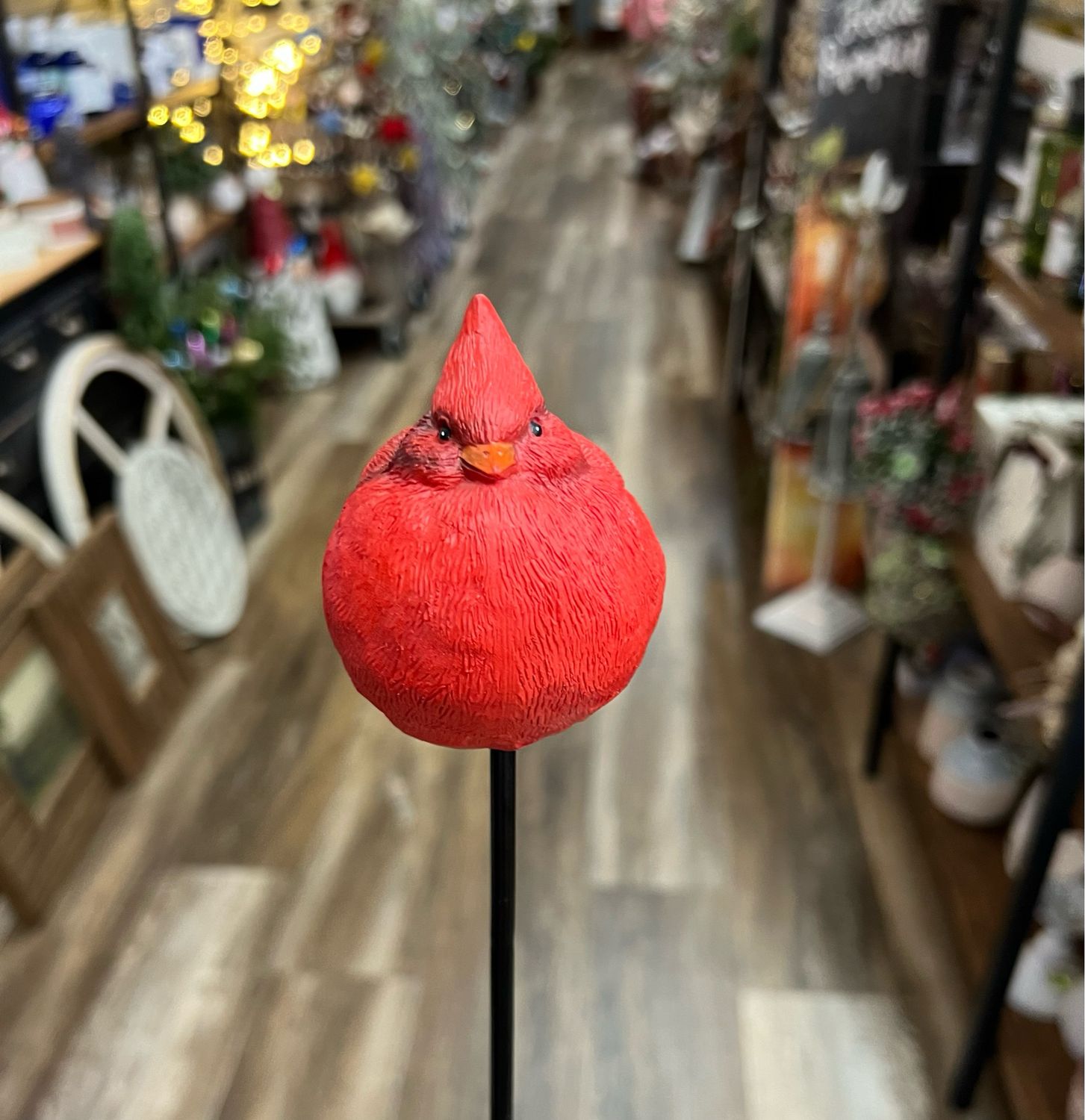 Portly Cardinal Garden Stake