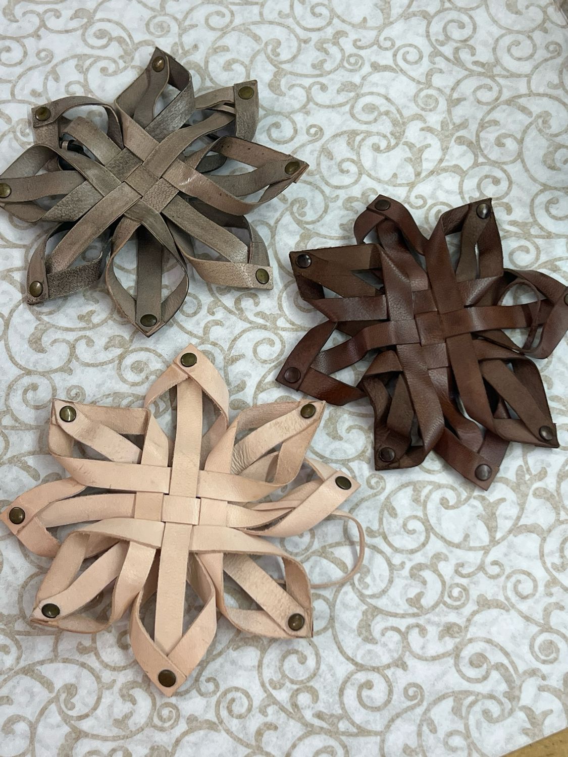 6&quot; Leather Snowflake Ornaments