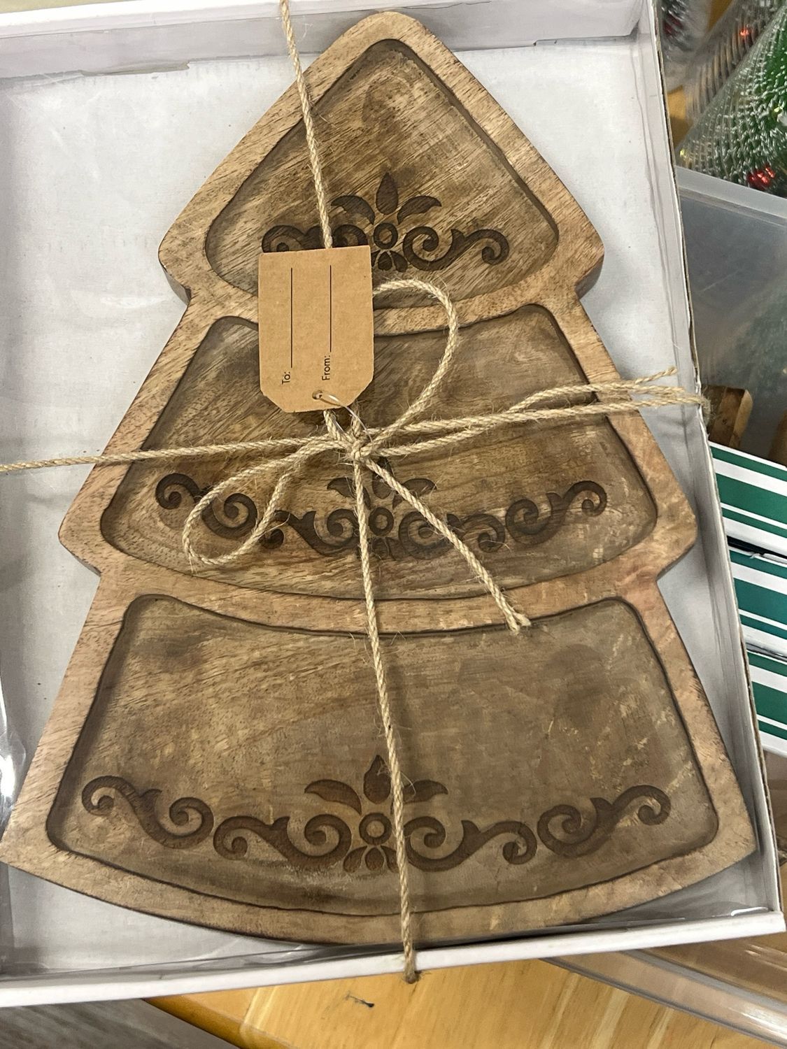 Etched Wood Tree Serving Plate