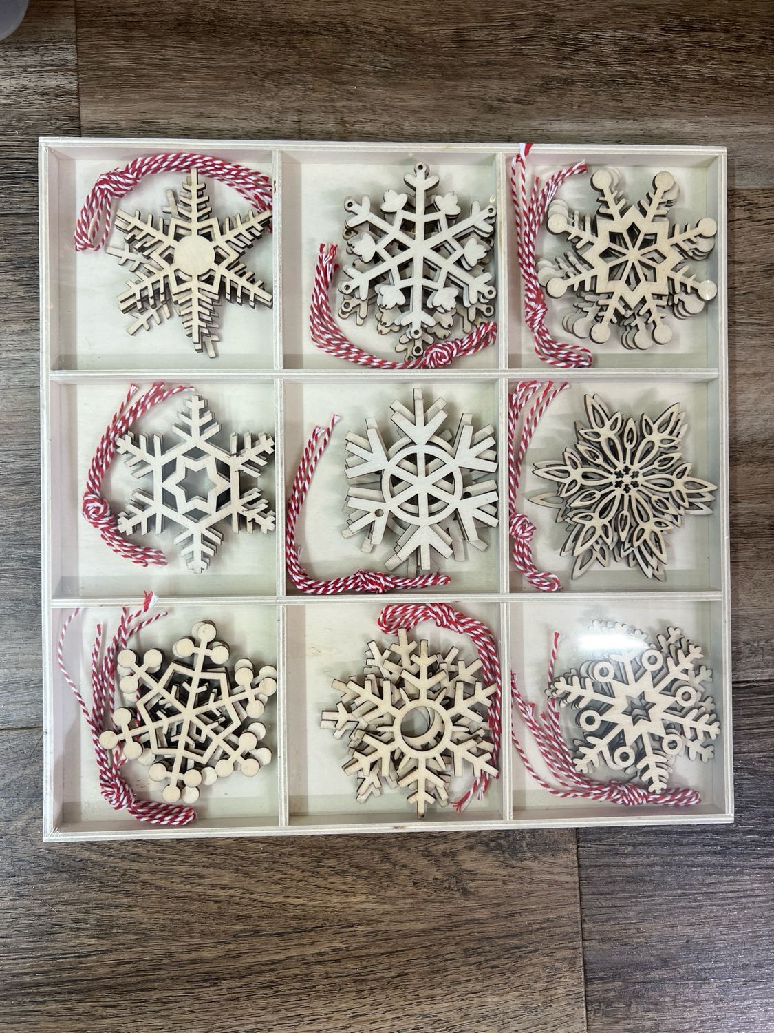 Wood Snowflake Ornament Set/36