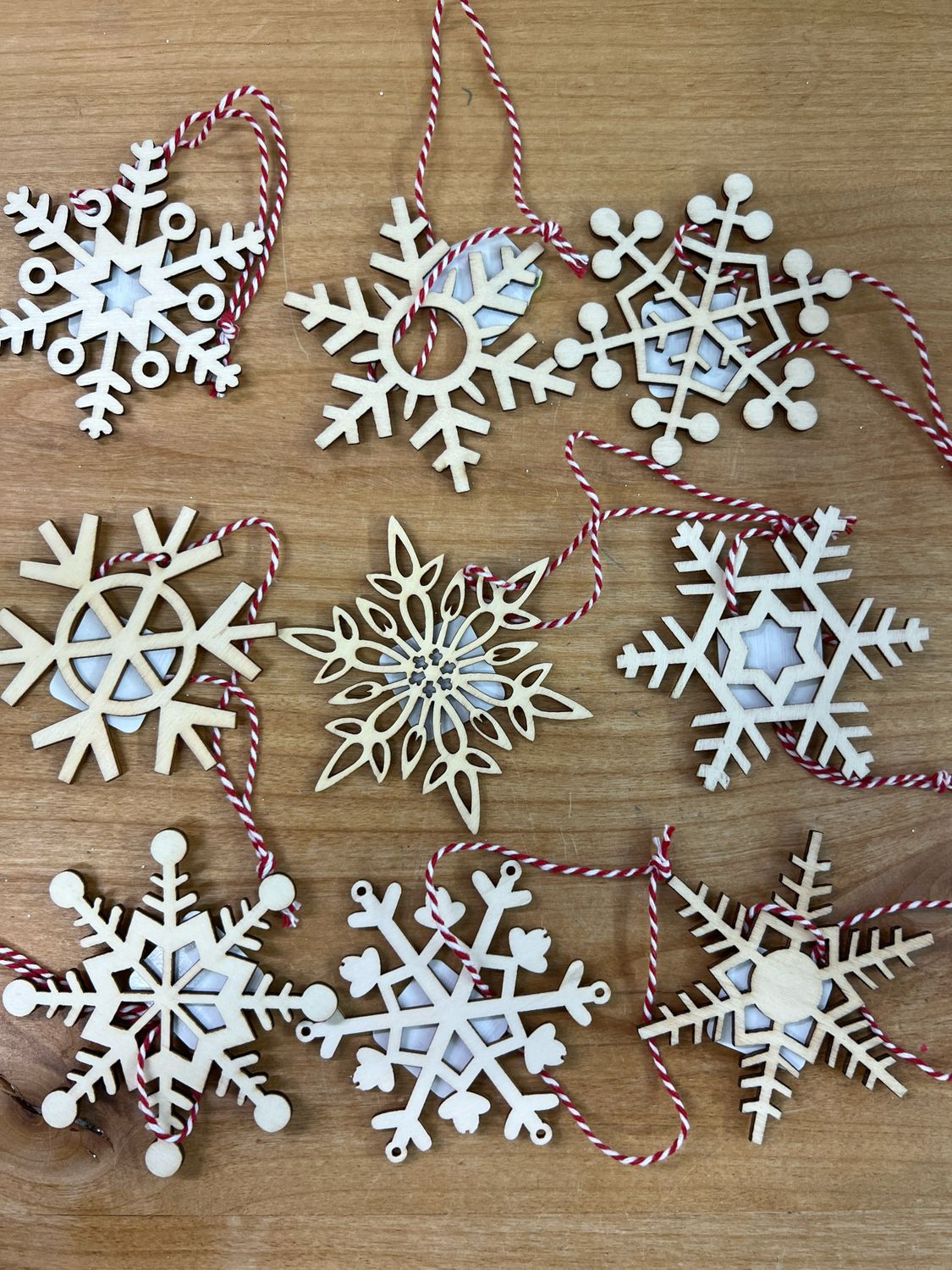 Wood Snowflake Ornaments Wood Snowflake Ornaments