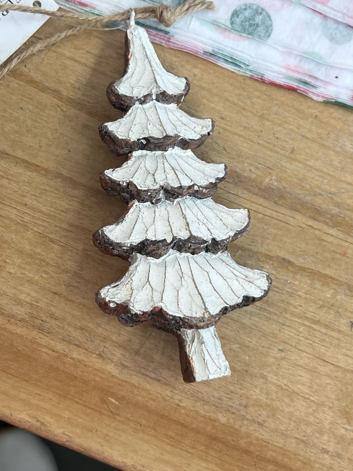 Whitewashed Resin Tree Ornament Whitewashed Resin Tree Ornament