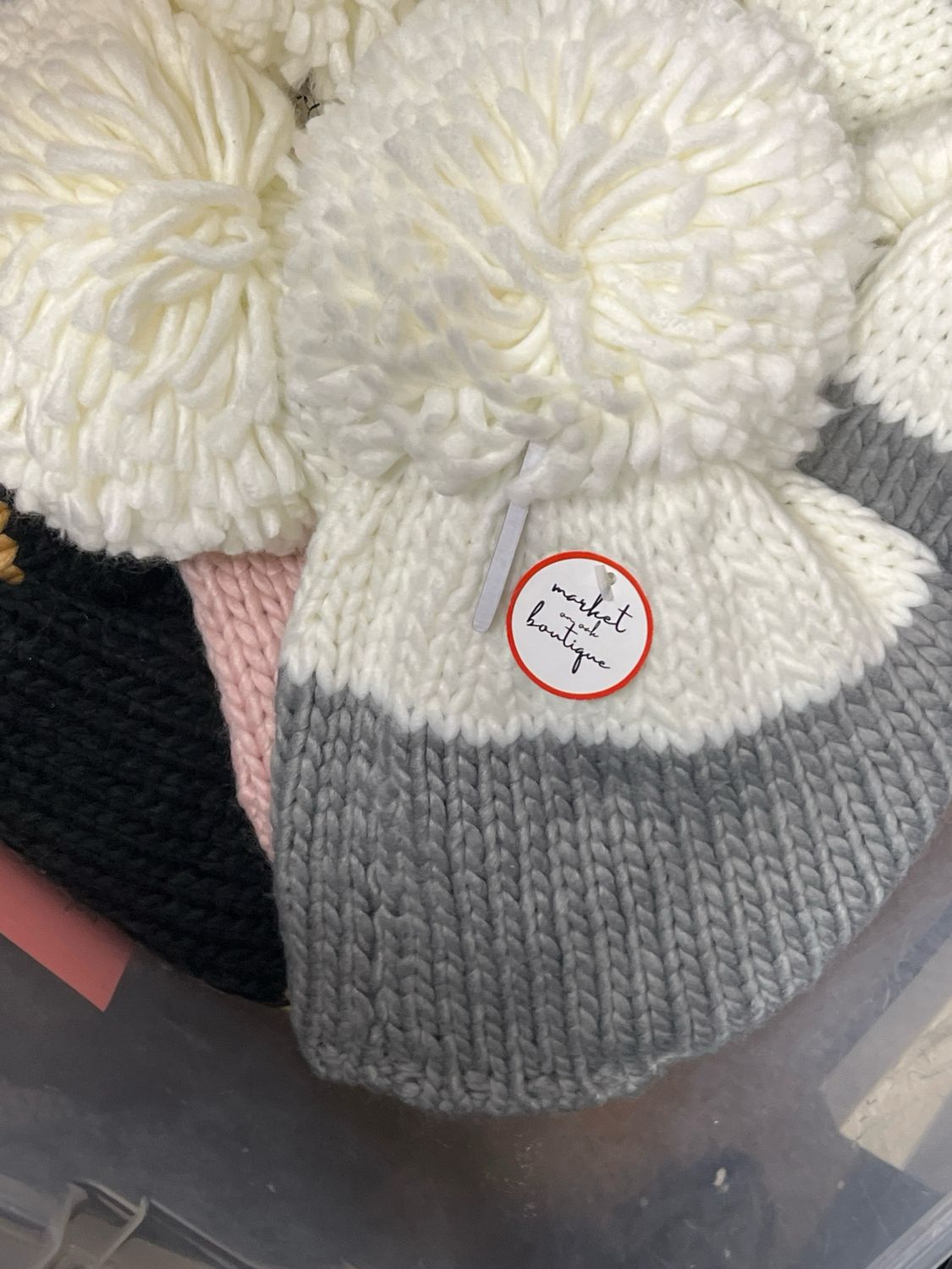 Panache Grey &amp; White Pom Hat