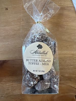 Abdallah Butter Almond Toffee Milk Choc 7oz bag Abdallah Butter Almond Toffee Milk Choc 7oz bag