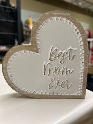 Best Mom Ever Carved Heart