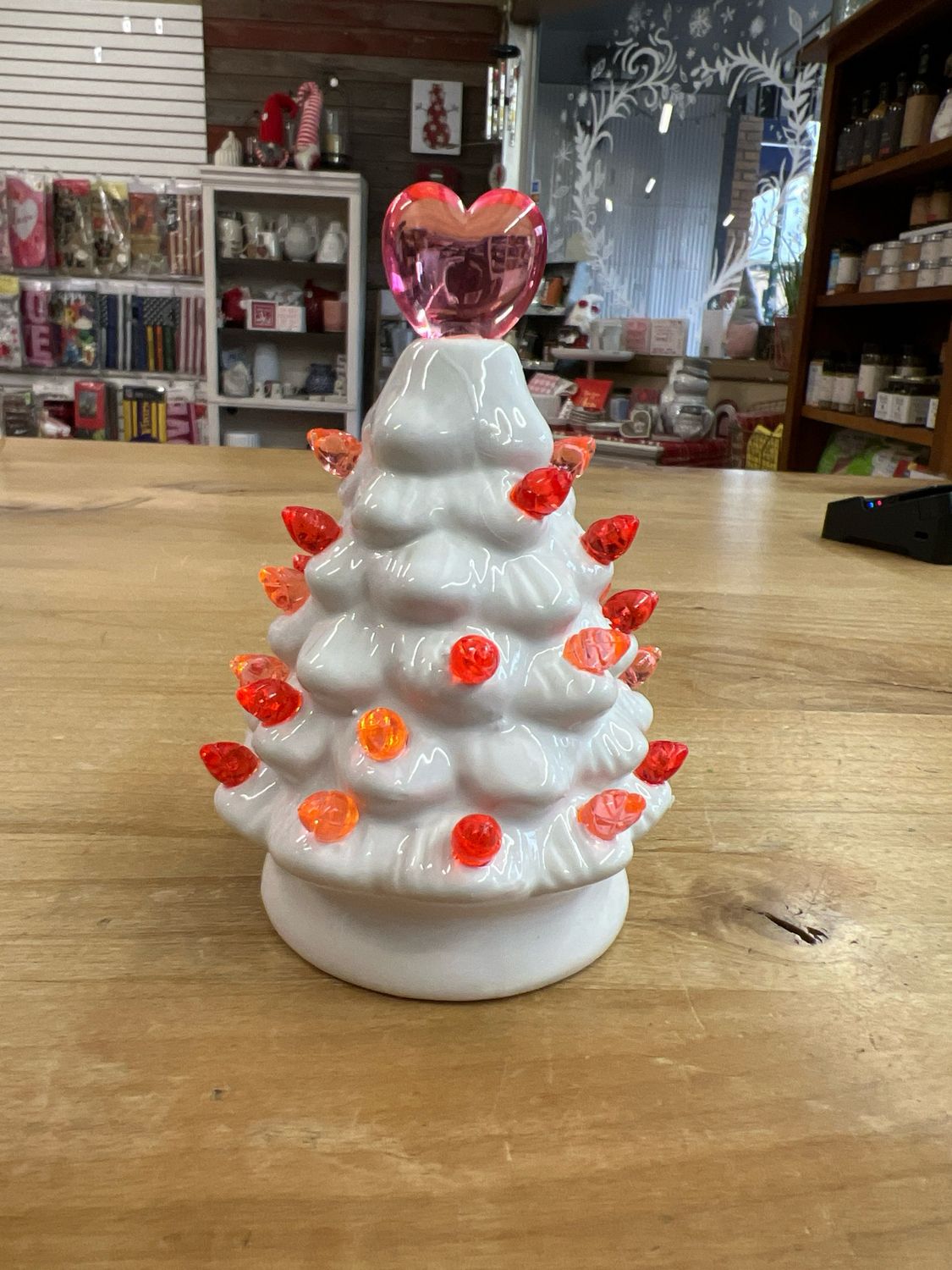 Pink &amp; White Vintage Look LED 5" Tree