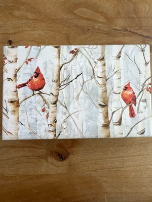 Cardinals in Birch Trees Block SIgn