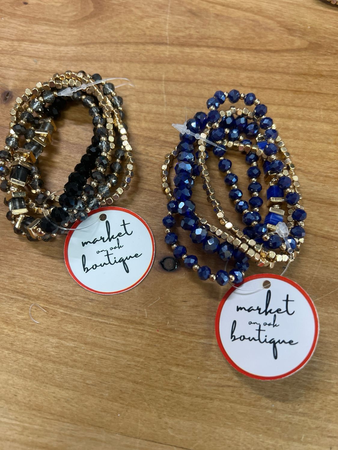 Set of 5 Golden Beaded Bracelets