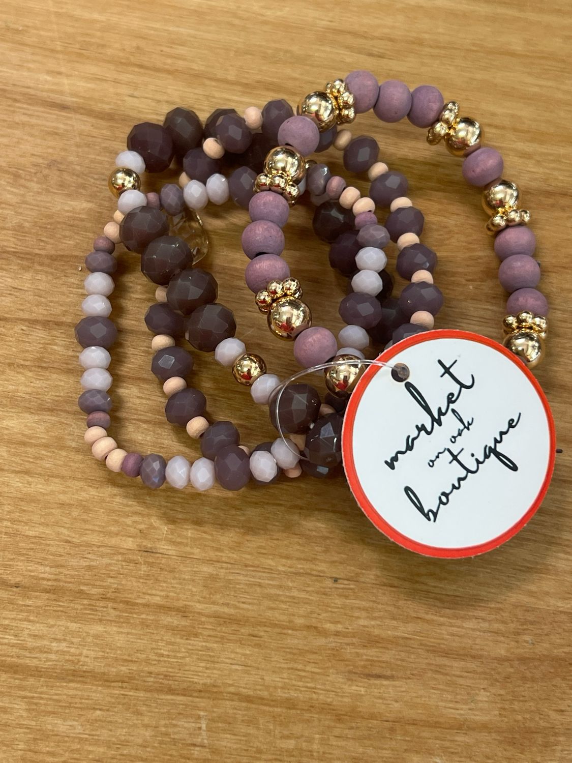 Set of 4 Plum Stretch Bracelets