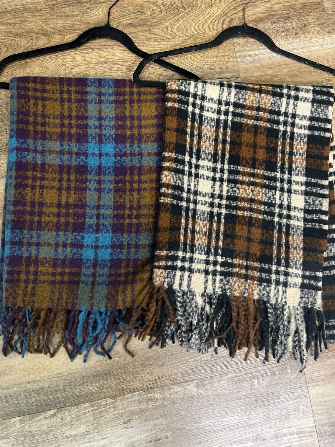 Soft Plaid Fringed Scarf