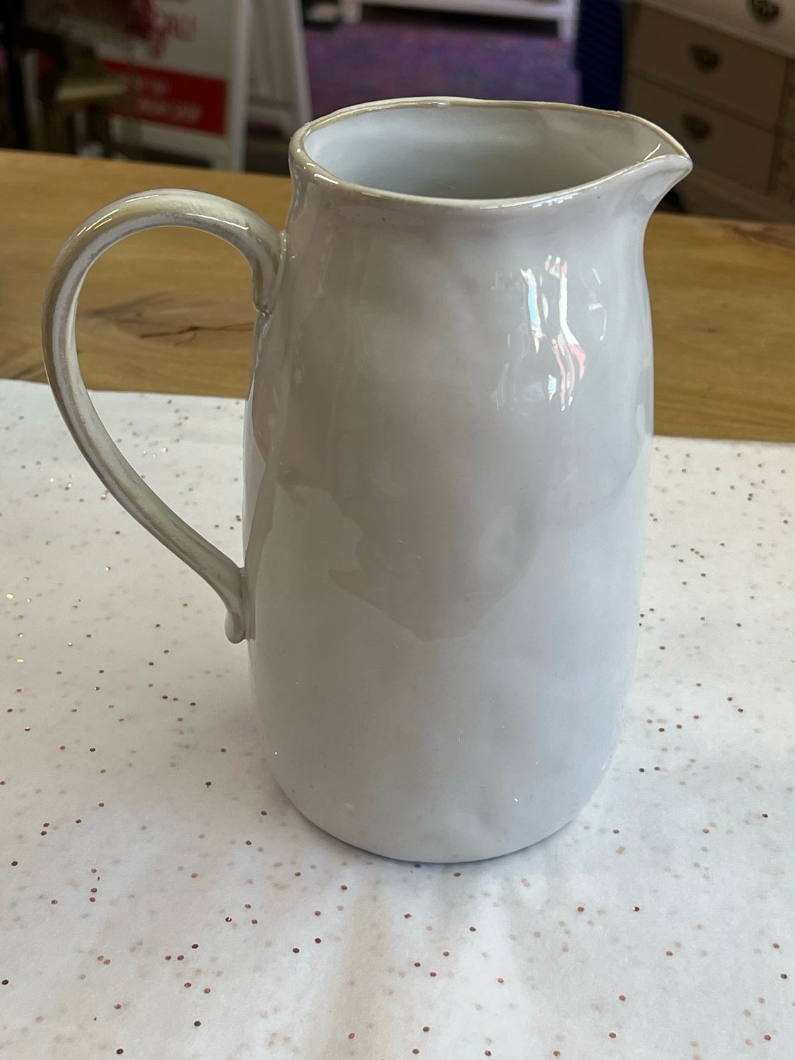 8-1/4&quot; Stoneware White Pitcher