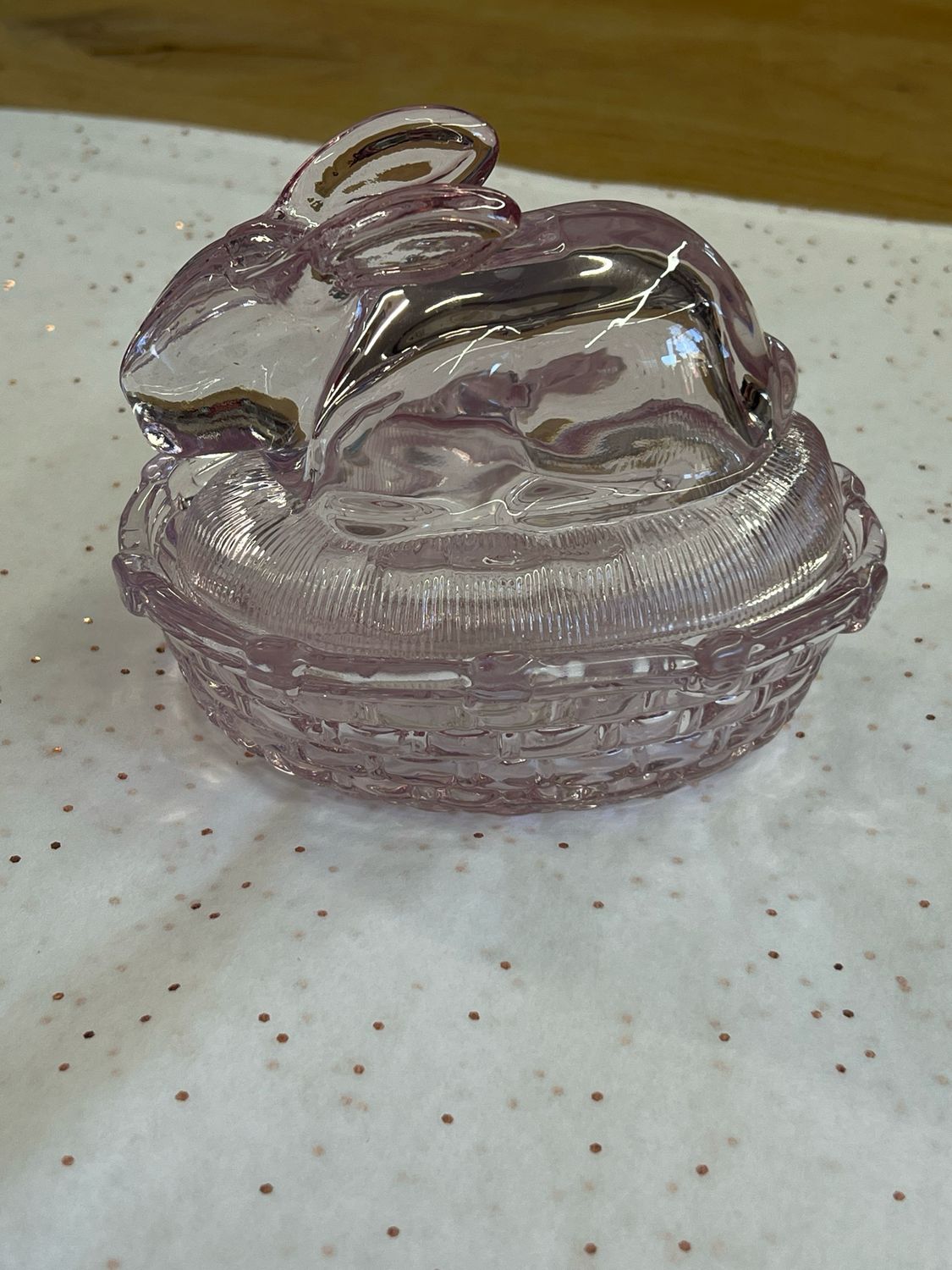 Lavender Glass Bunny Dish