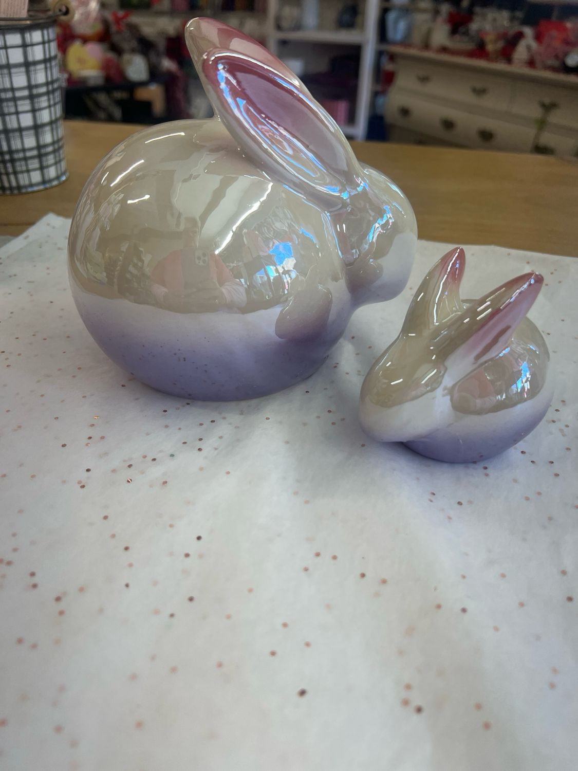 Iridescent Bunny Figurines Iridescent Bunny Figurines