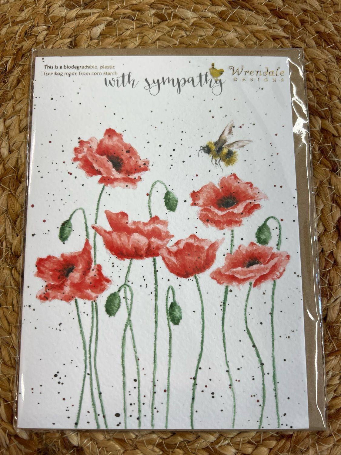 Wrendale Poppies &amp; Bees Sympathy