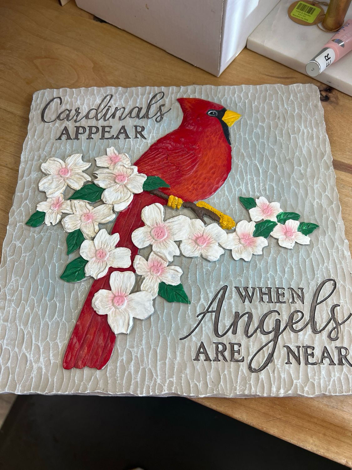 Cardinals Appear Garden Stone