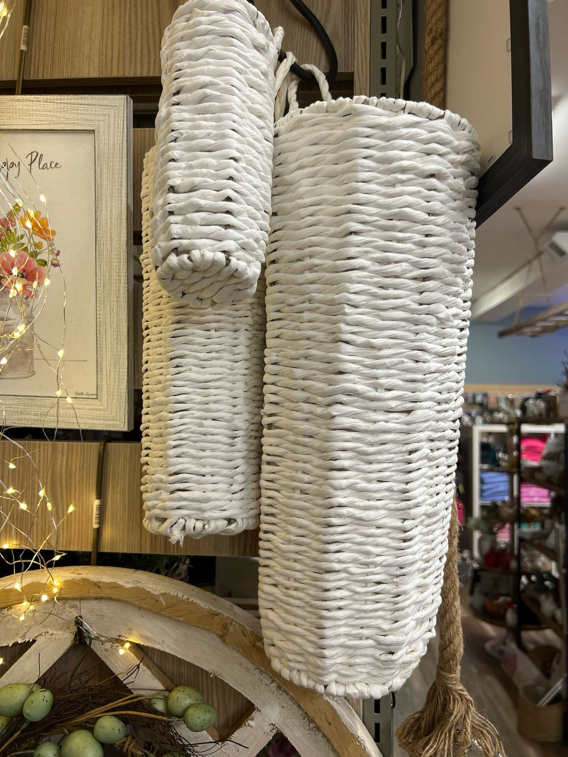 White Grass Hanging Baskets