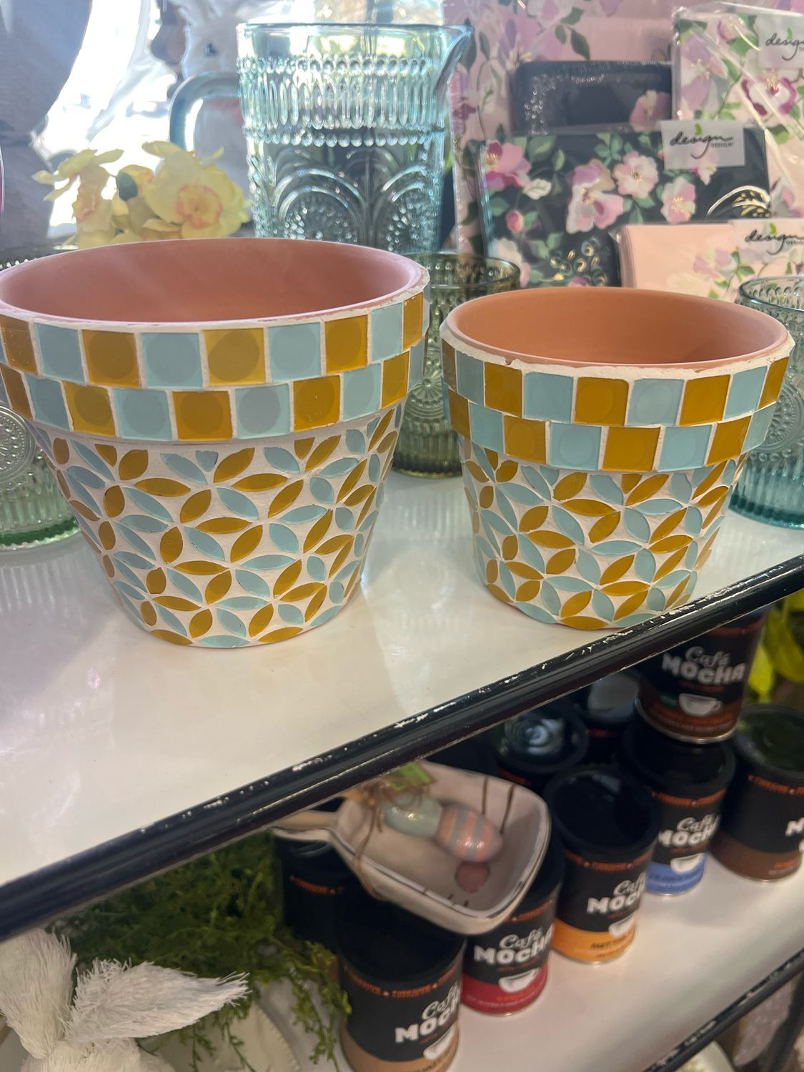 Blue & Yellow Mosaic Planter Blue & Yellow Mosaic Planter