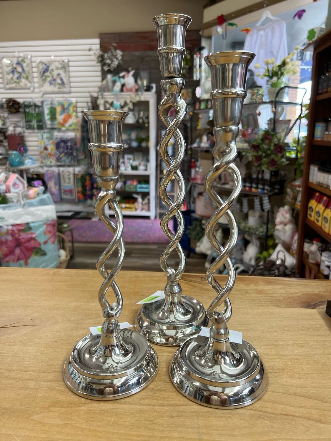 Silver Twisted Candleholders