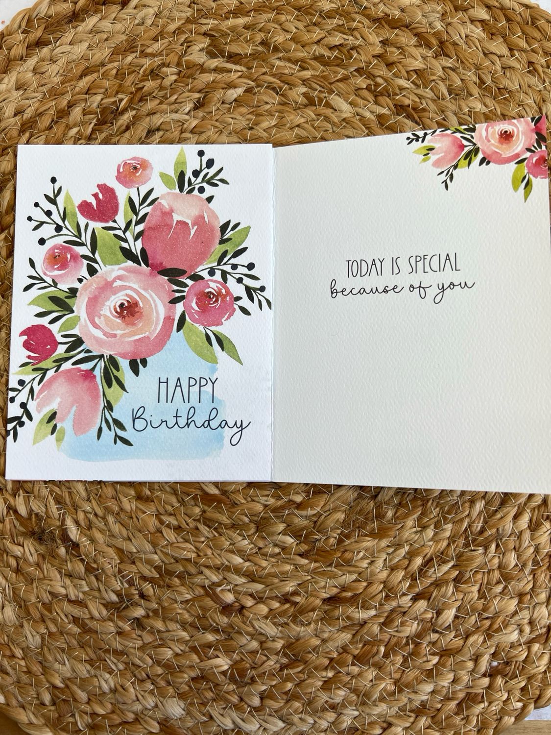 Pink Roses Birthday Card