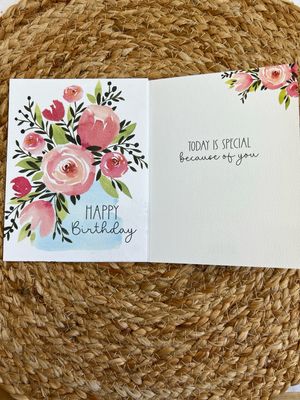 Pink Roses Birthday Card