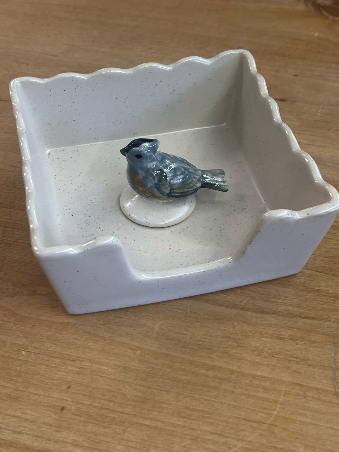 Stoneware Napkin Holder w/Bird