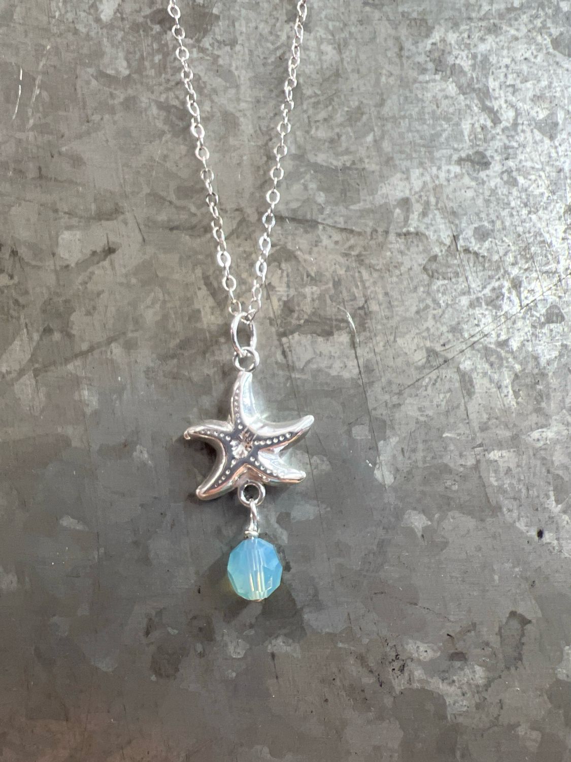 Sterling Silver Starfish Opal Necklace