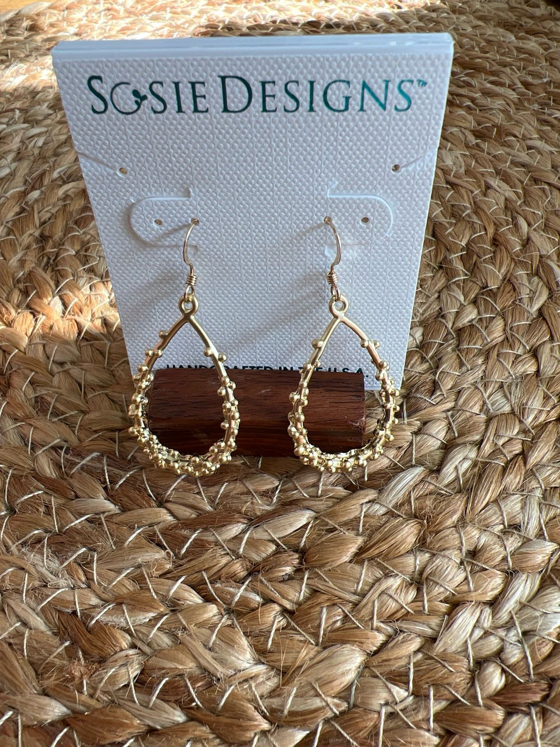 Gold Dotted Teardrop Earrings