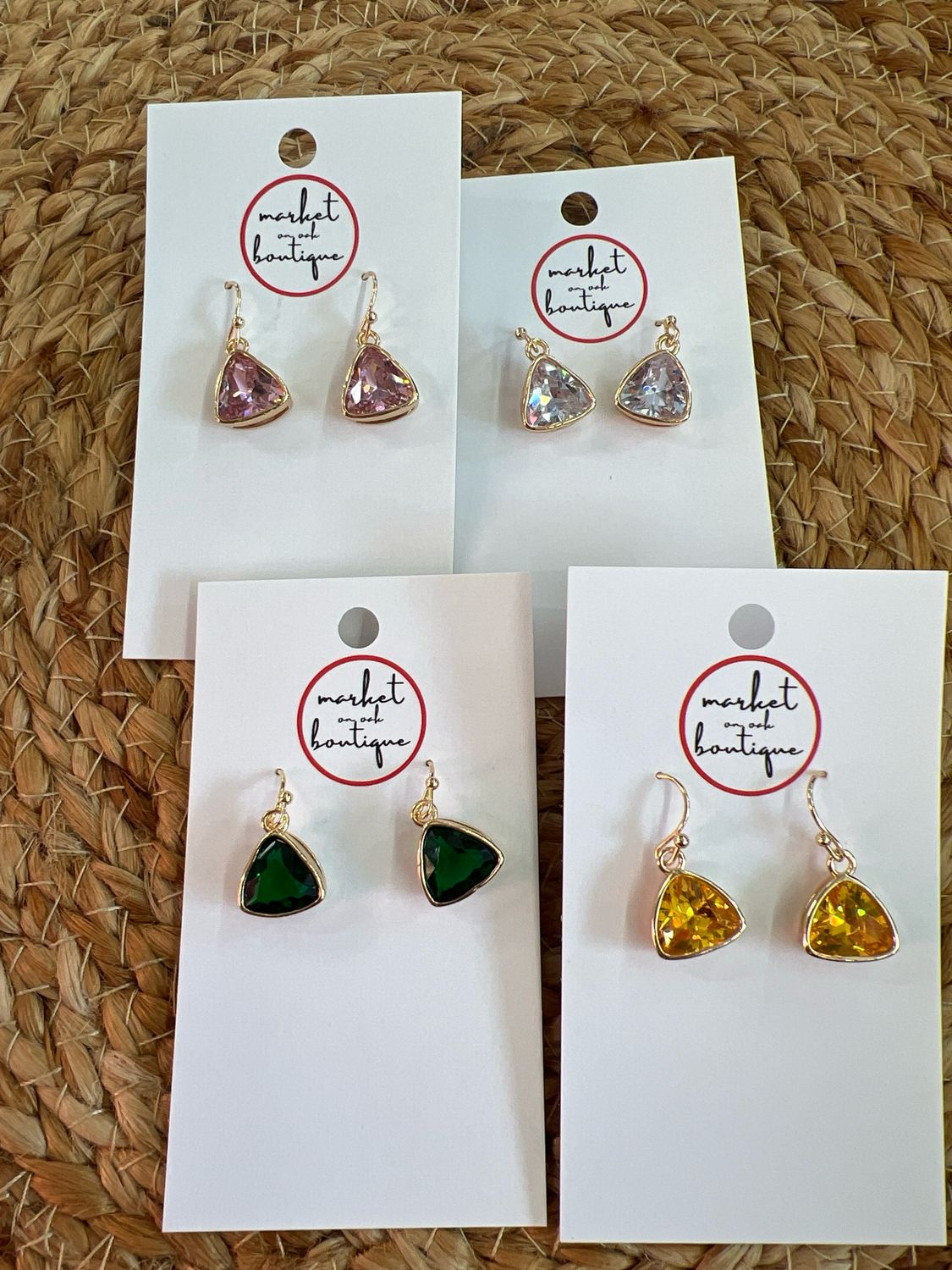 CZ Triangle Drop Earrings