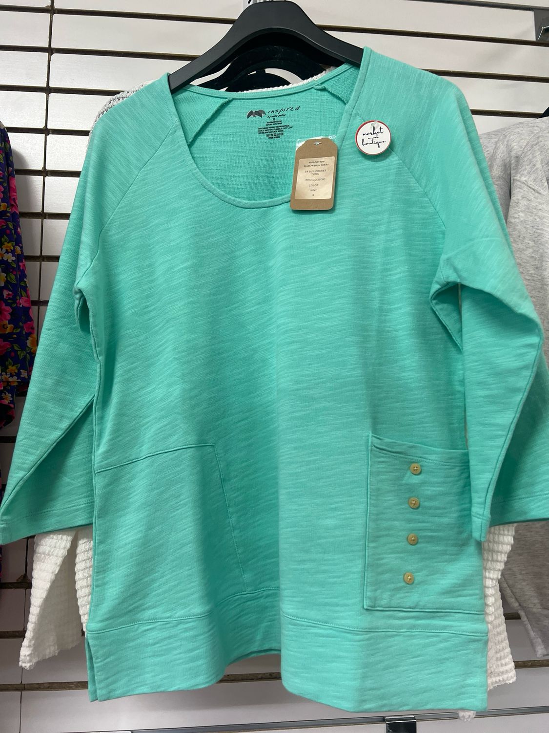 3/4 Sleeve Pocket Tunic 3/4 Sleeve Pocket Tunic