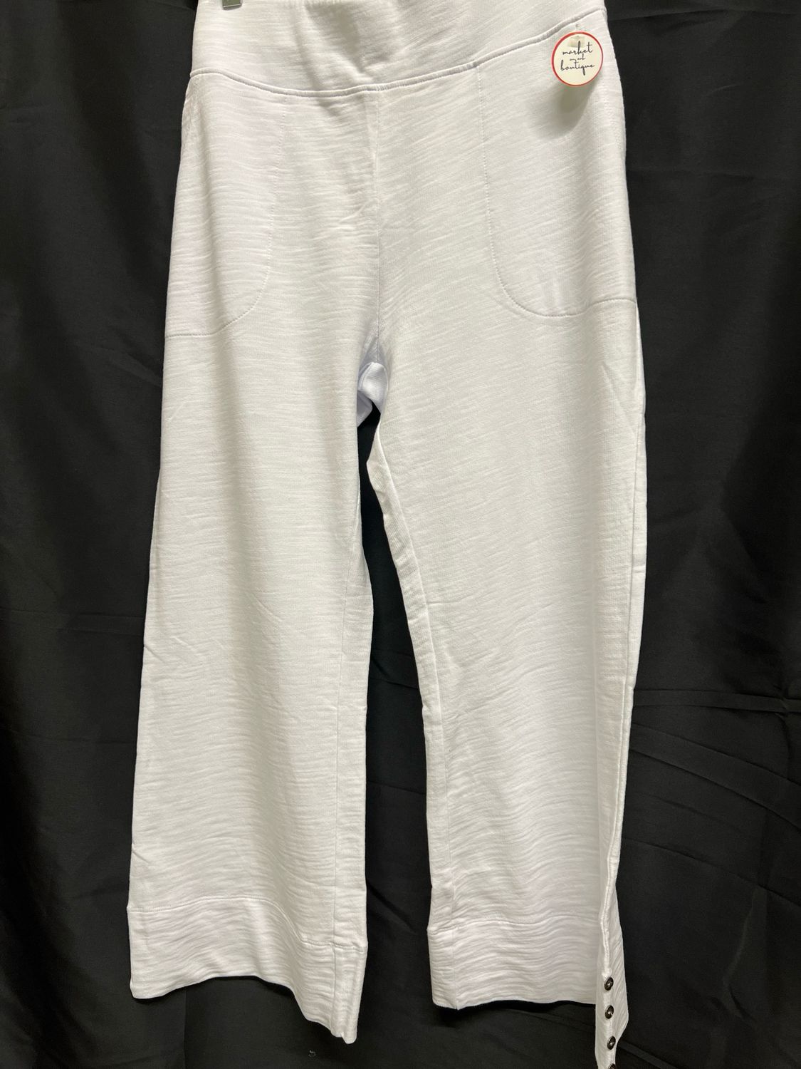 White Side Button Capri Pant
