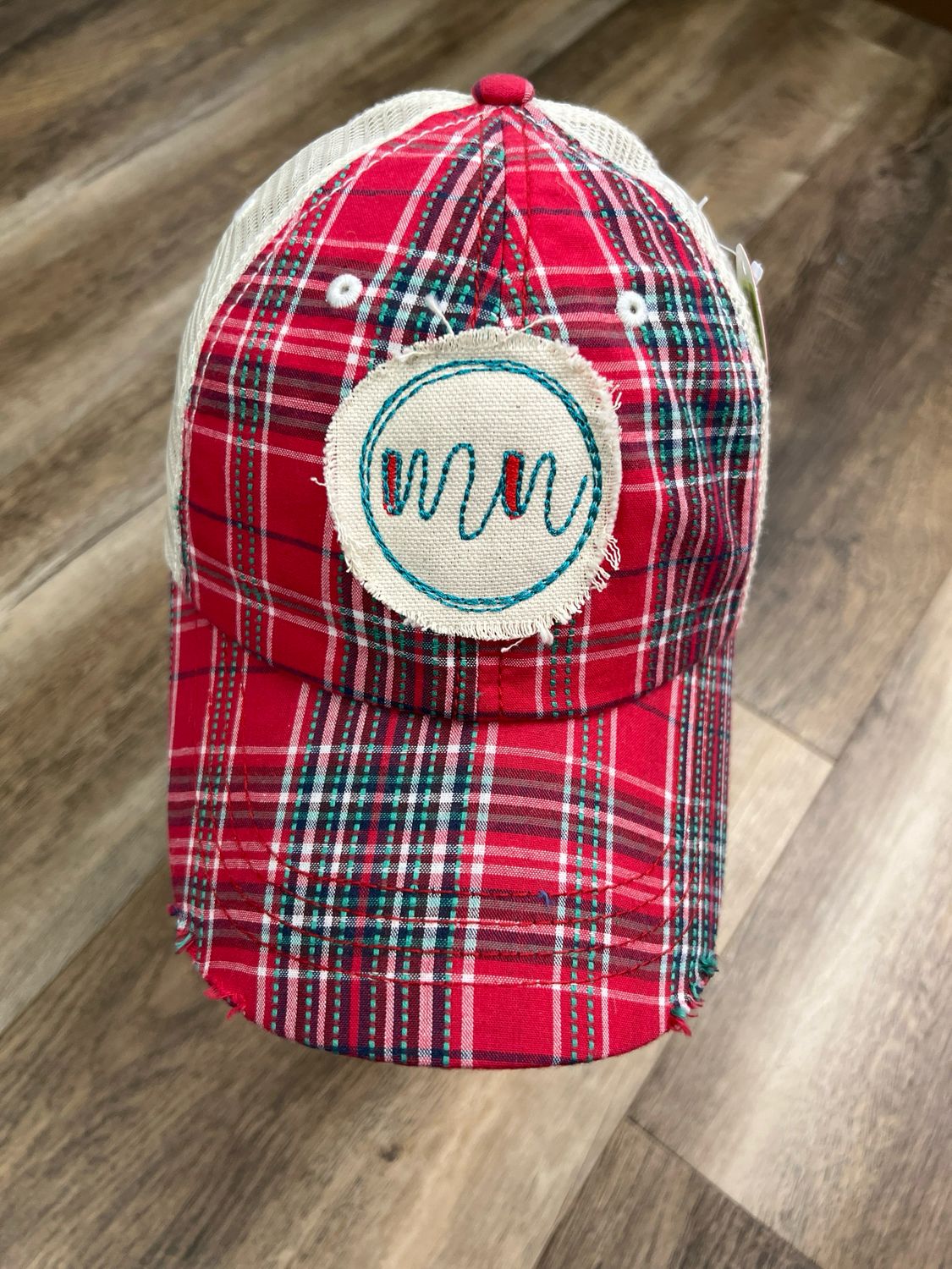 Red &amp; Blue Distressed Trucker