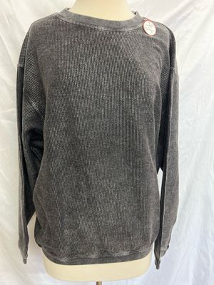 Washed Black Corded Crew Sweatshirt