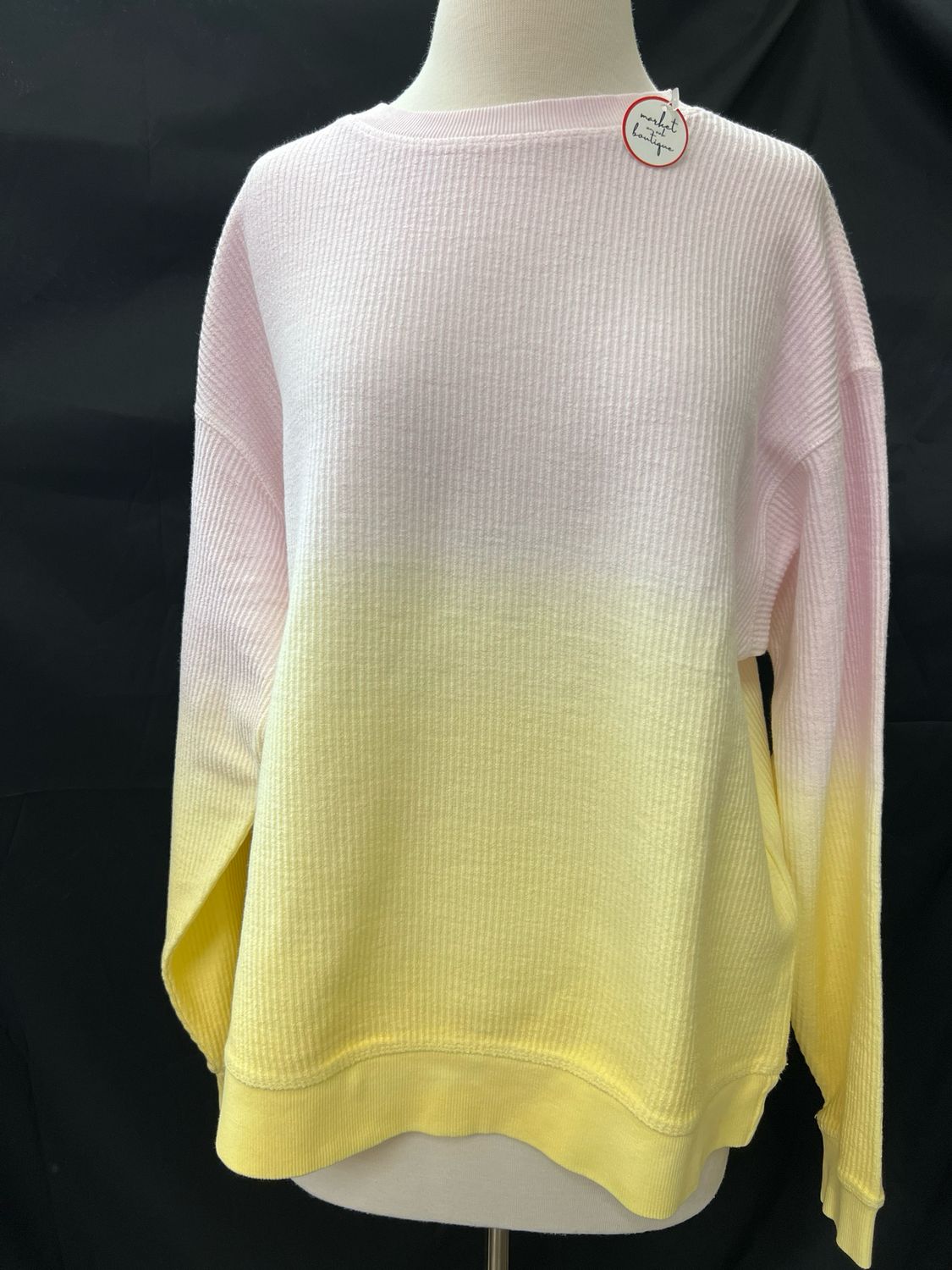 Pink &amp; Yellow Ombre Corded Crew