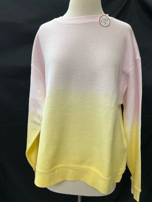 Pink &amp; Yellow Ombre Corded Crew