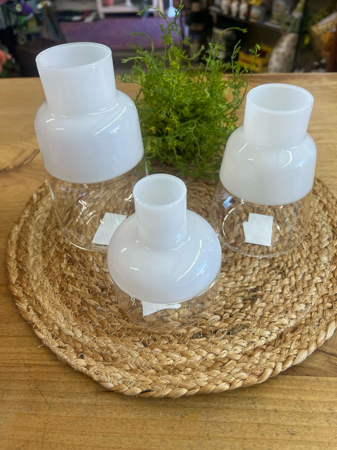 White &amp; Clear Glass Bud Vase