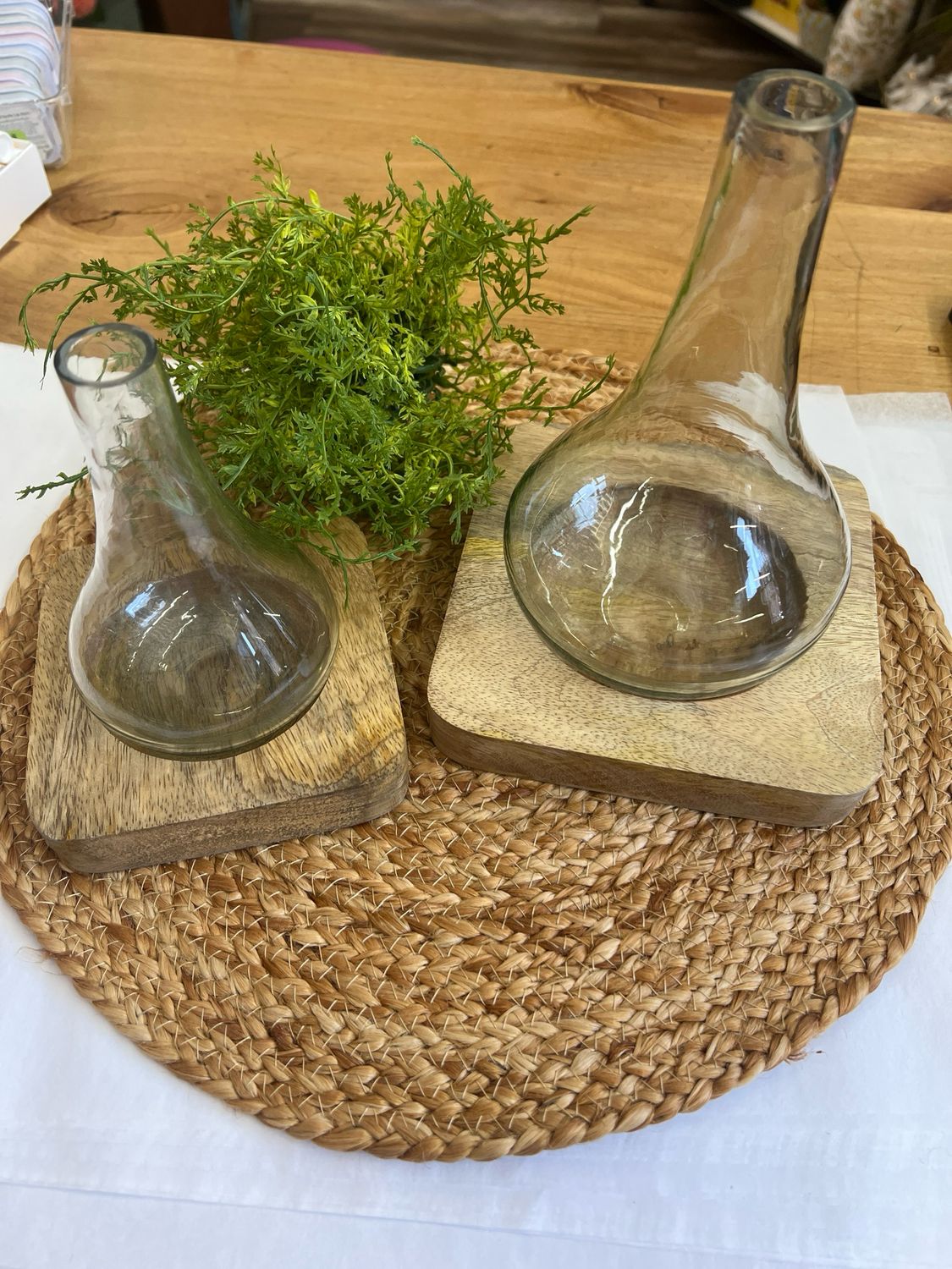 Bud Vase on Wood Tray