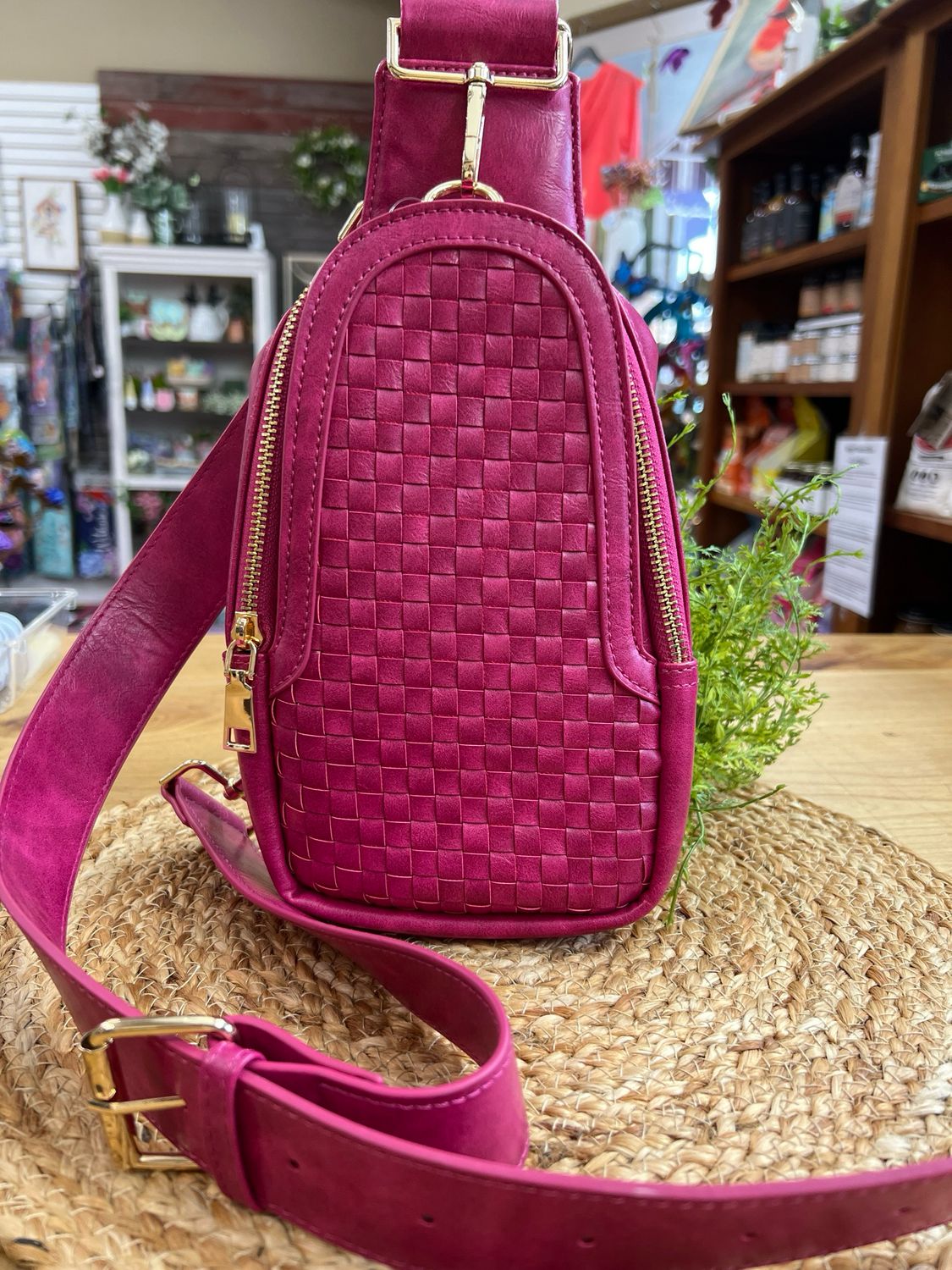 Waverly Woven CrossBody - Fuschia