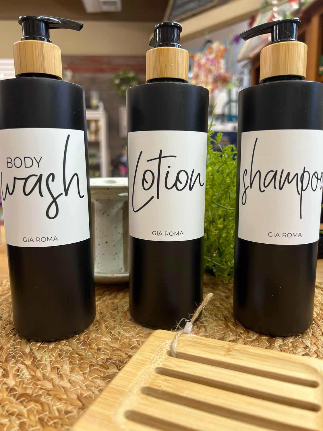 16oz Black Bamboo Dispenser Bottles