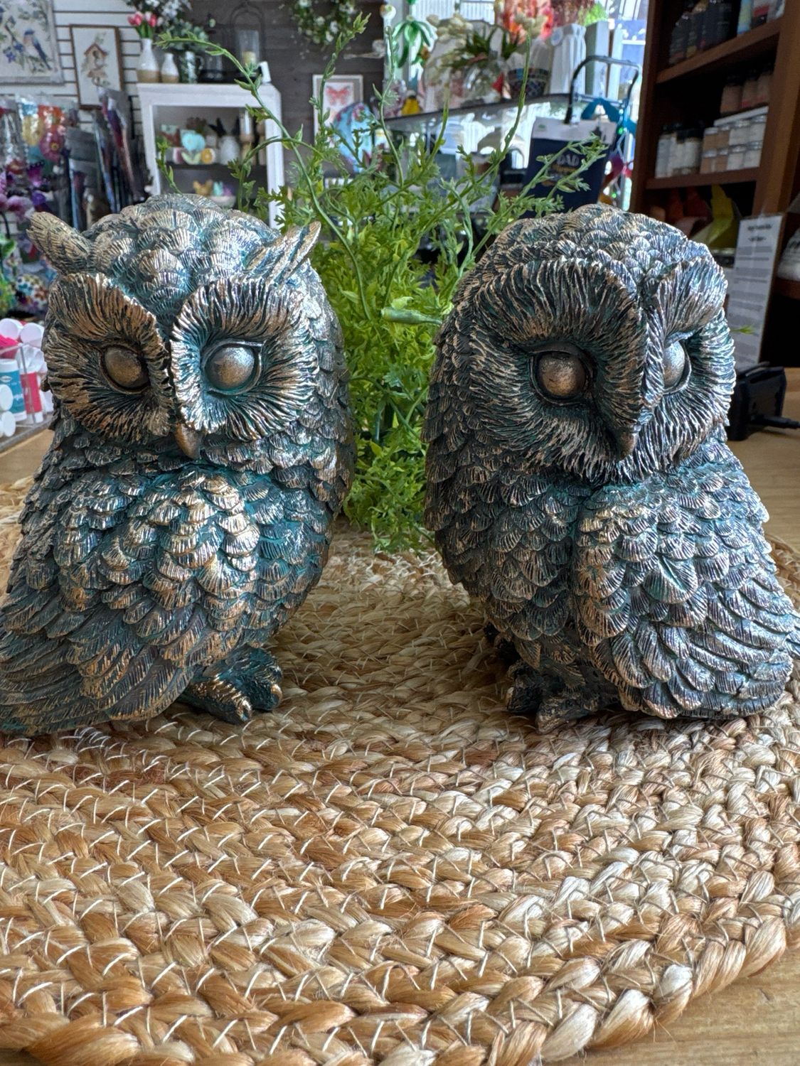 Bronzed Owl Figurines