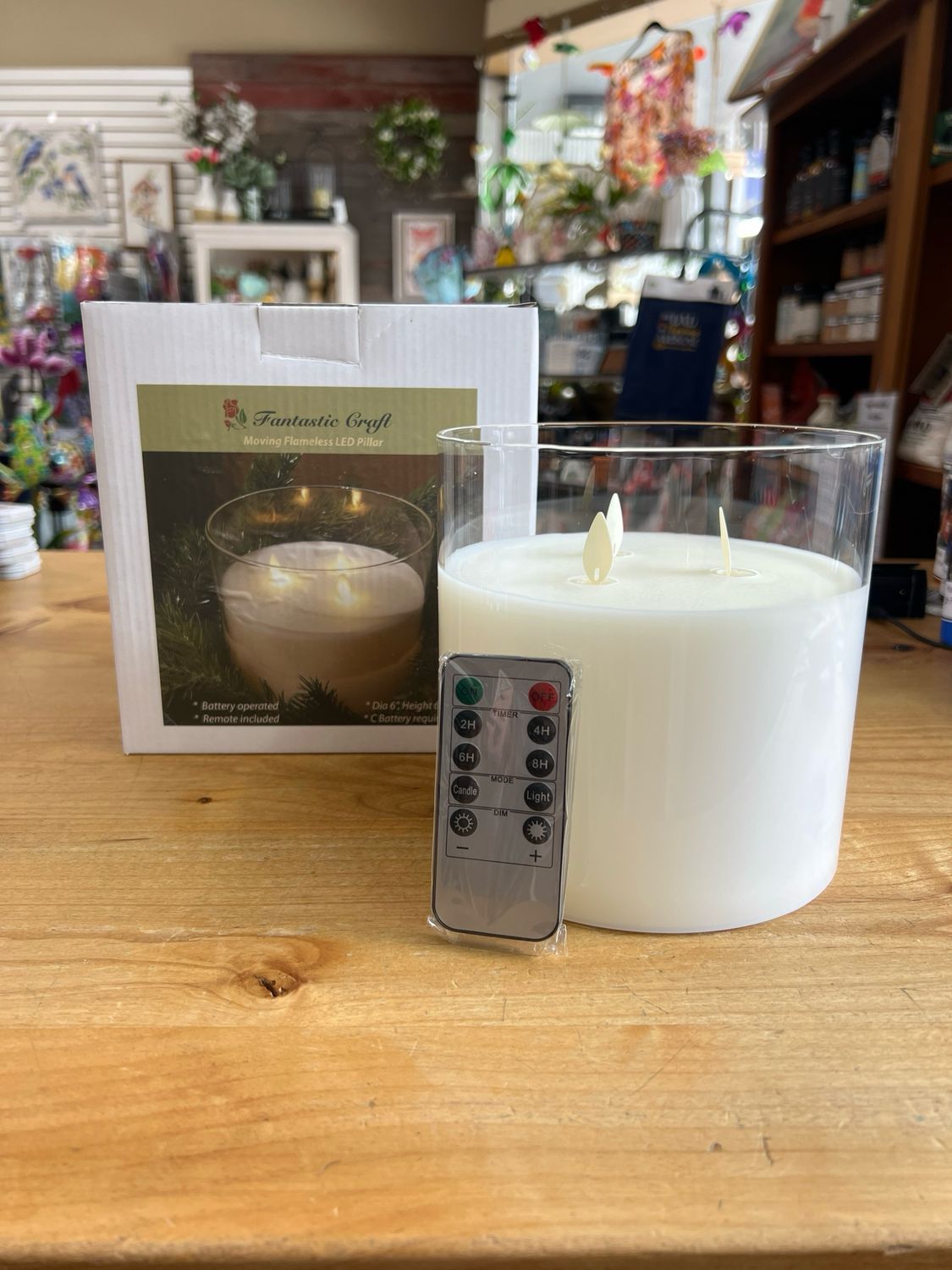 Glass 3 Wick Flickering LED Candle w/Remote