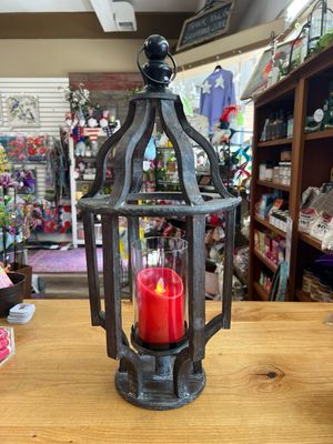 22-1/2" Wood &amp; Glass Lantern