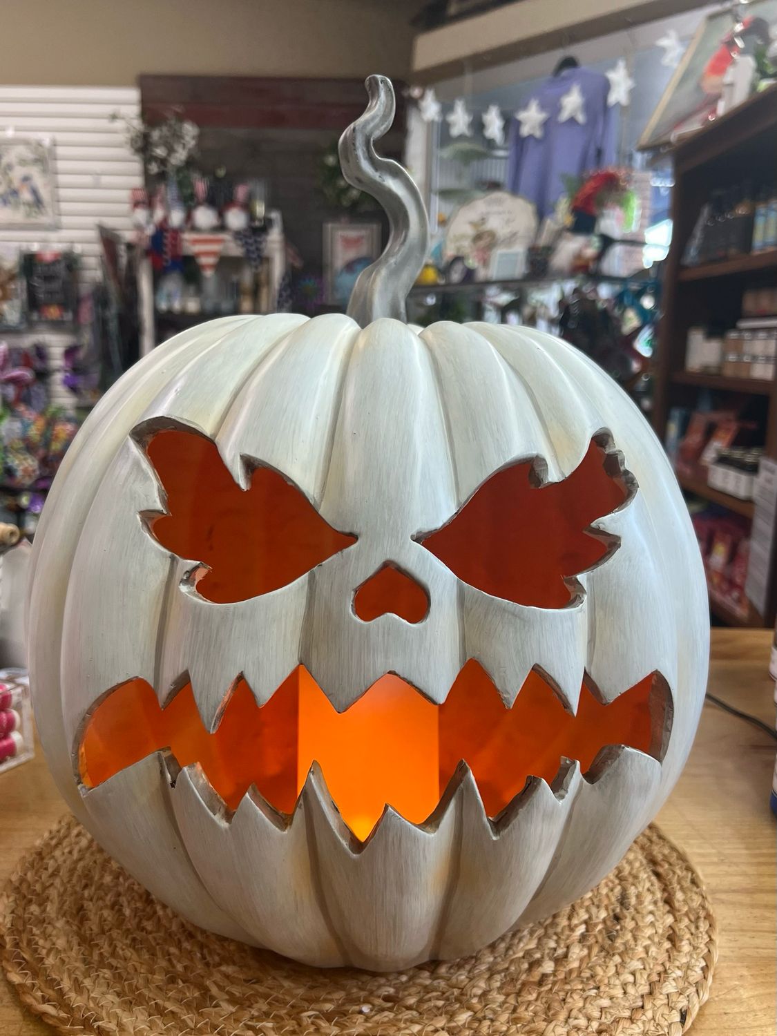 15-1/2" GrayFlicker Flame Jack-O-Lantern 15-1/2" GrayFlicker Flame Jack-O-Lantern