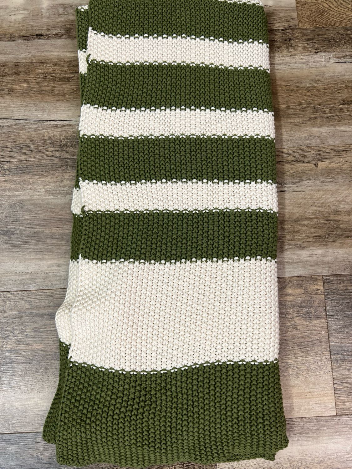 60&quot; Cotton Knit Green Stripe Blanket